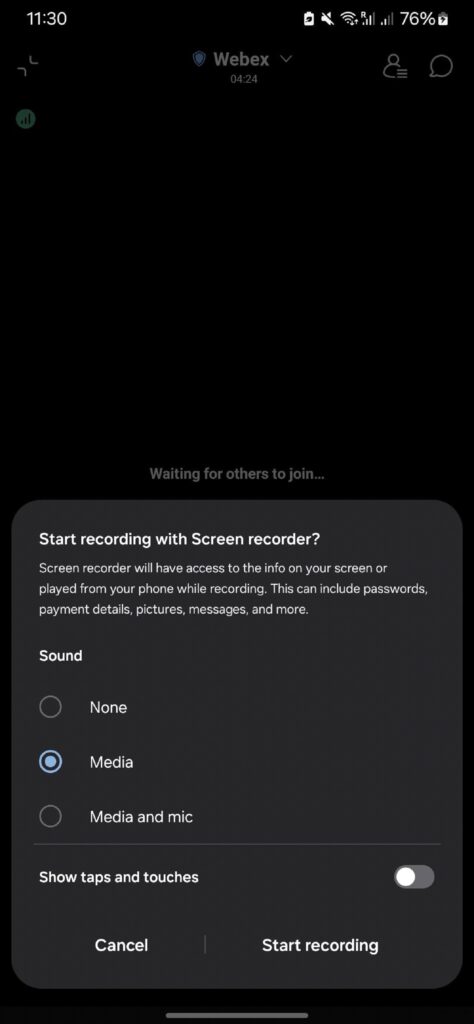 How to Record a Webex Meeting on your Android 2 | Sembly